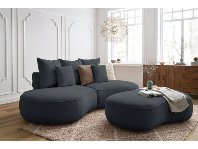 Canapé droit fixe 3 places SAINT-GERMAIN tissu texturé avec pouf