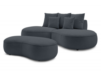 Canapé droit fixe 3 places SAINT-GERMAIN tissu texturé avec pouf