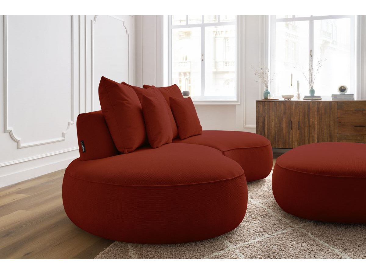 Canapé droit fixe 3 places SAINT-GERMAIN tissu texturé avec pouf