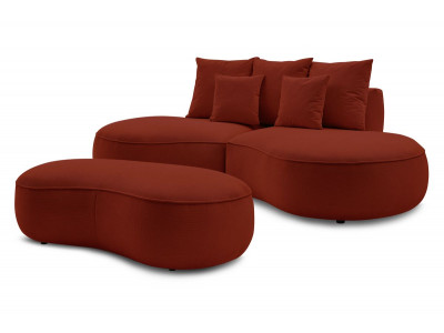Canapé droit fixe 3 places SAINT-GERMAIN tissu texturé avec pouf
