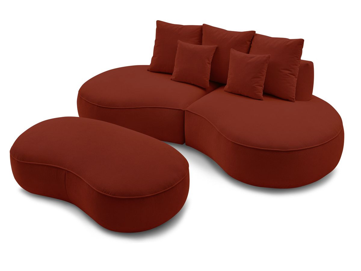 Canapé droit fixe 3 places SAINT-GERMAIN tissu texturé avec pouf