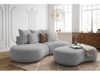 Canapé droit fixe 3 places SAINT-GERMAIN tissu texturé avec pouf