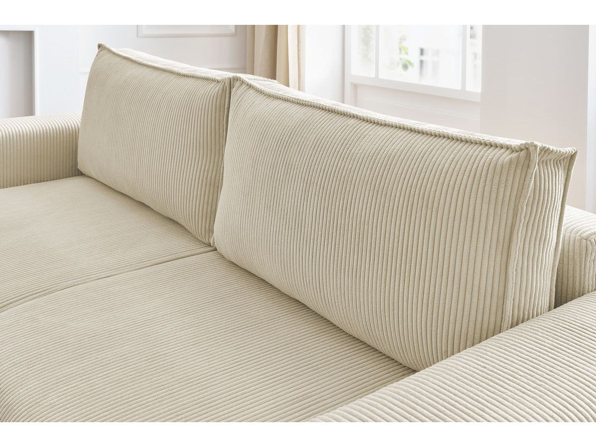 Canapé droit convertible coffre NIHAD velours côtelé avec pouf