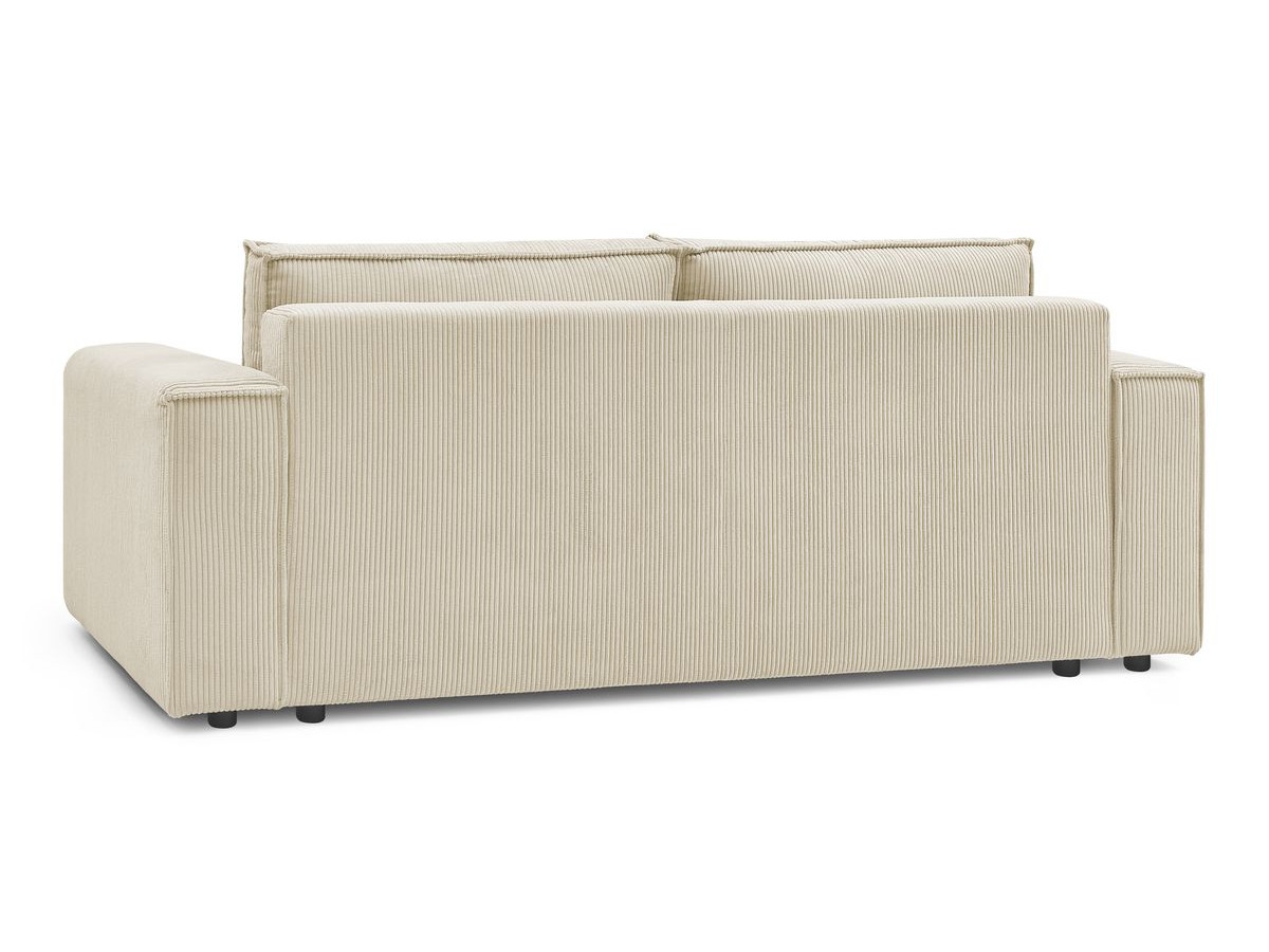 Canapé droit convertible coffre NIHAD velours côtelé avec pouf