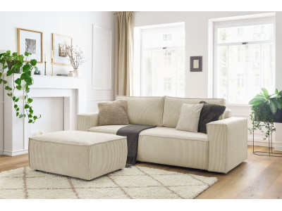 Canapé droit convertible coffre NIHAD avec pouf