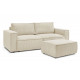 Canapé droit convertible coffre NIHAD velours côtelé avec pouf