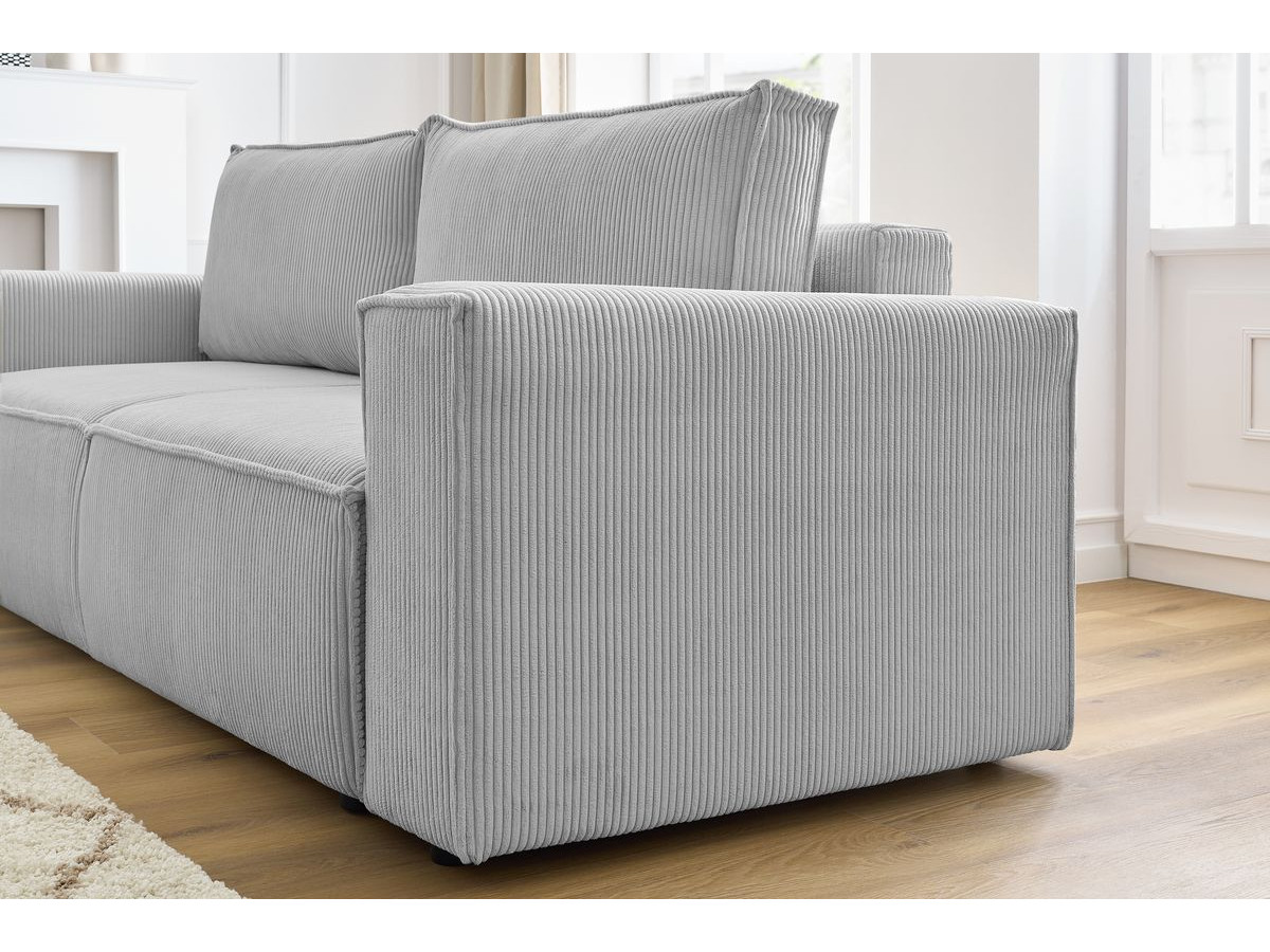 Canapé droit convertible coffre NIHAD velours côtelé avec pouf