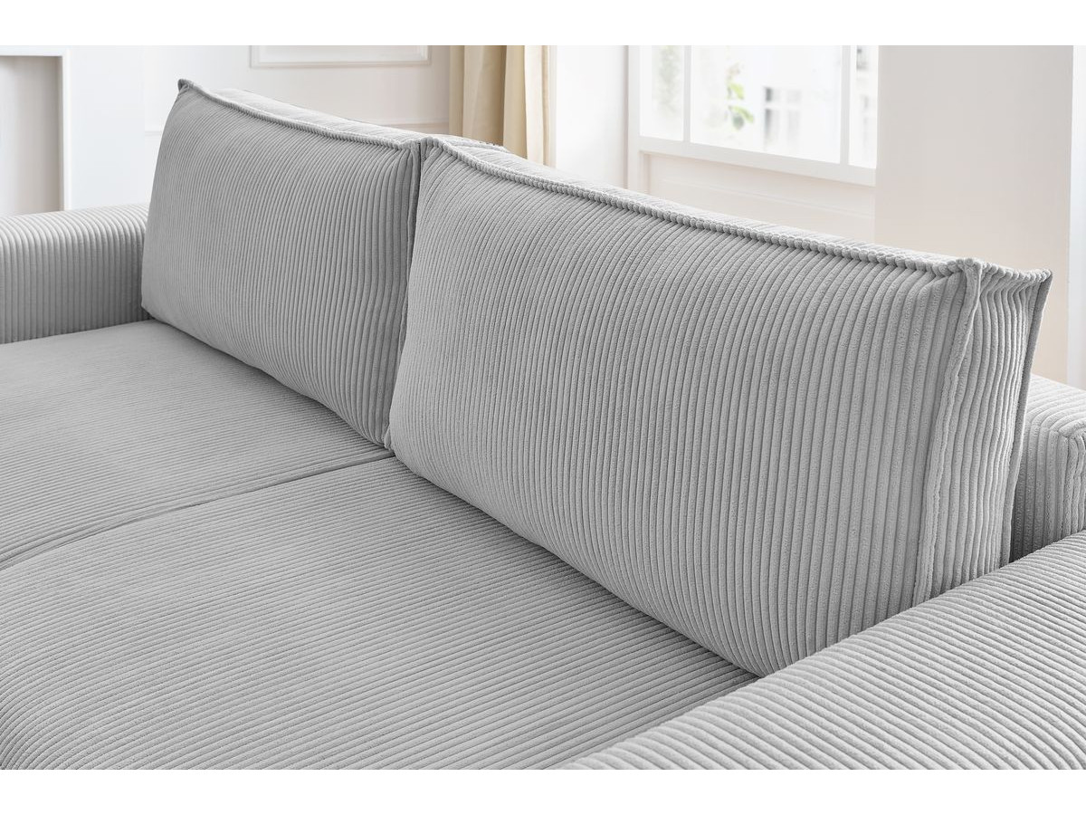 Canapé droit convertible coffre NIHAD velours côtelé avec pouf