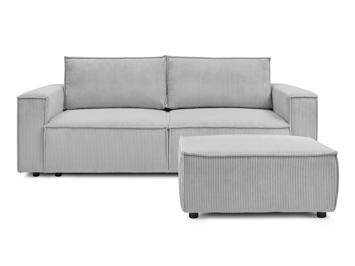 Canapé droit convertible coffre NIHAD velours côtelé avec pouf