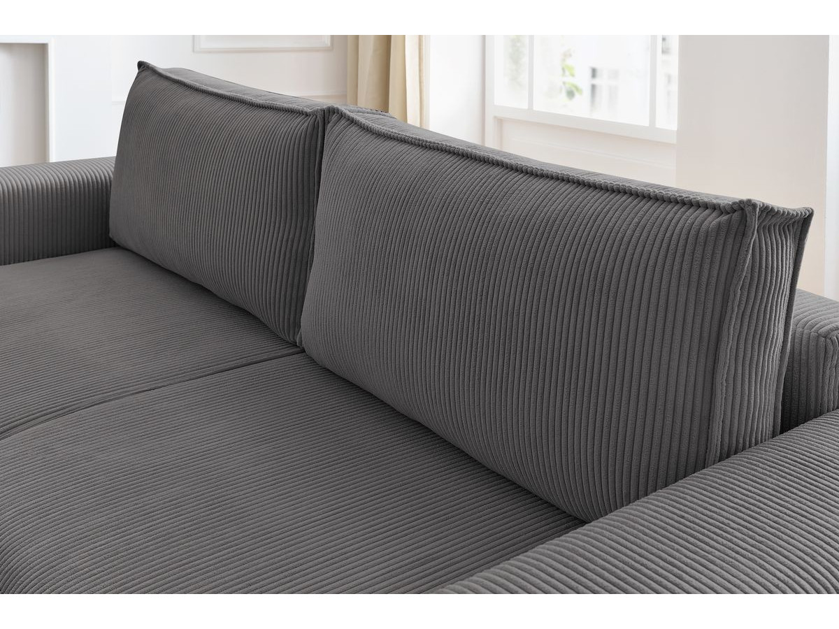 Canapé droit convertible coffre NIHAD velours côtelé avec pouf