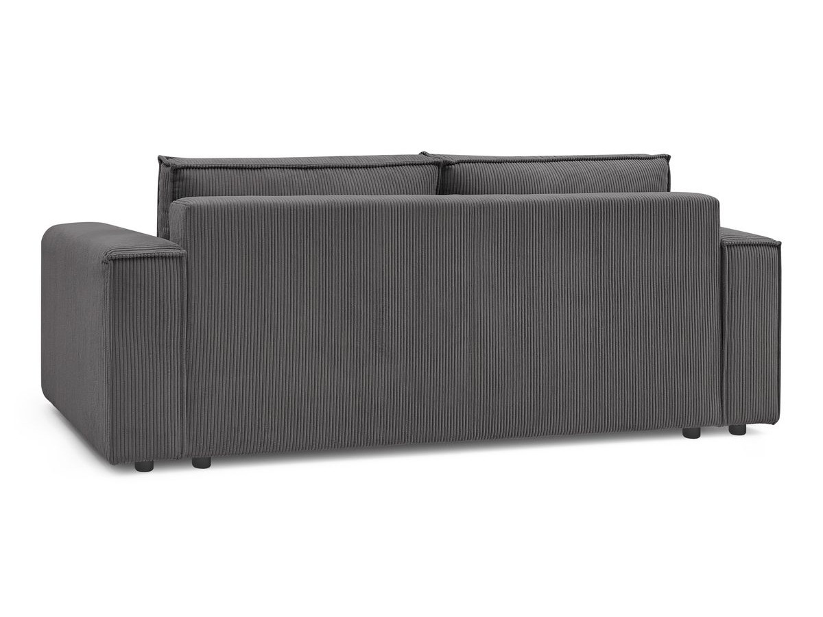 Canapé droit convertible coffre NIHAD velours côtelé avec pouf