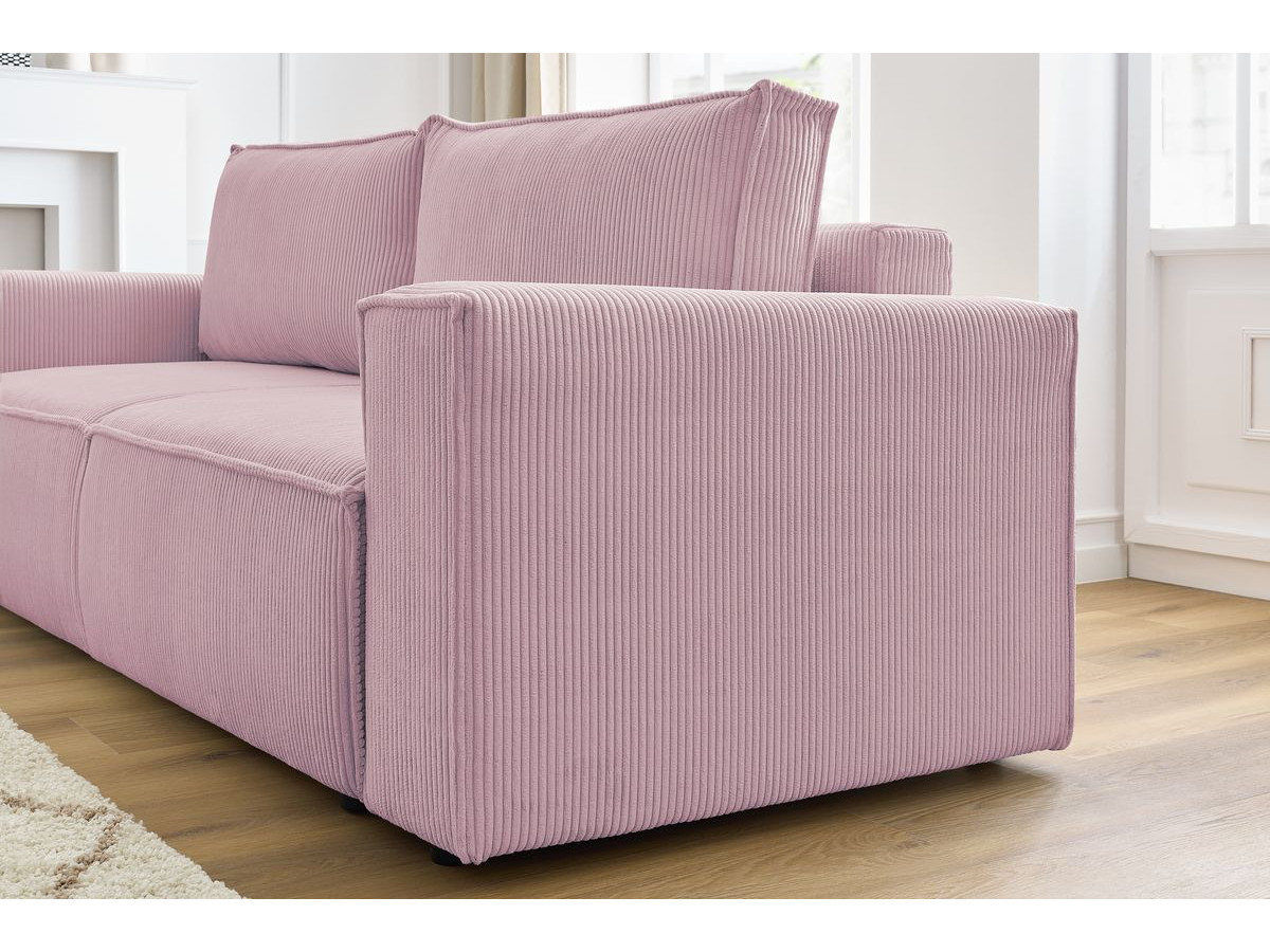 Canapé droit convertible coffre NIHAD velours côtelé avec pouf