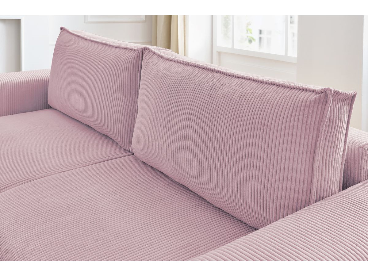 Canapé droit convertible coffre NIHAD velours côtelé avec pouf