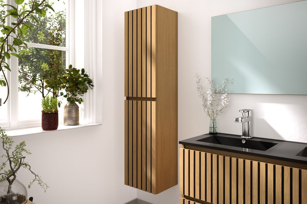 Colonne de salle de bain 140 cm KALEO TASSEAUX bois clair | BOBOCHIC