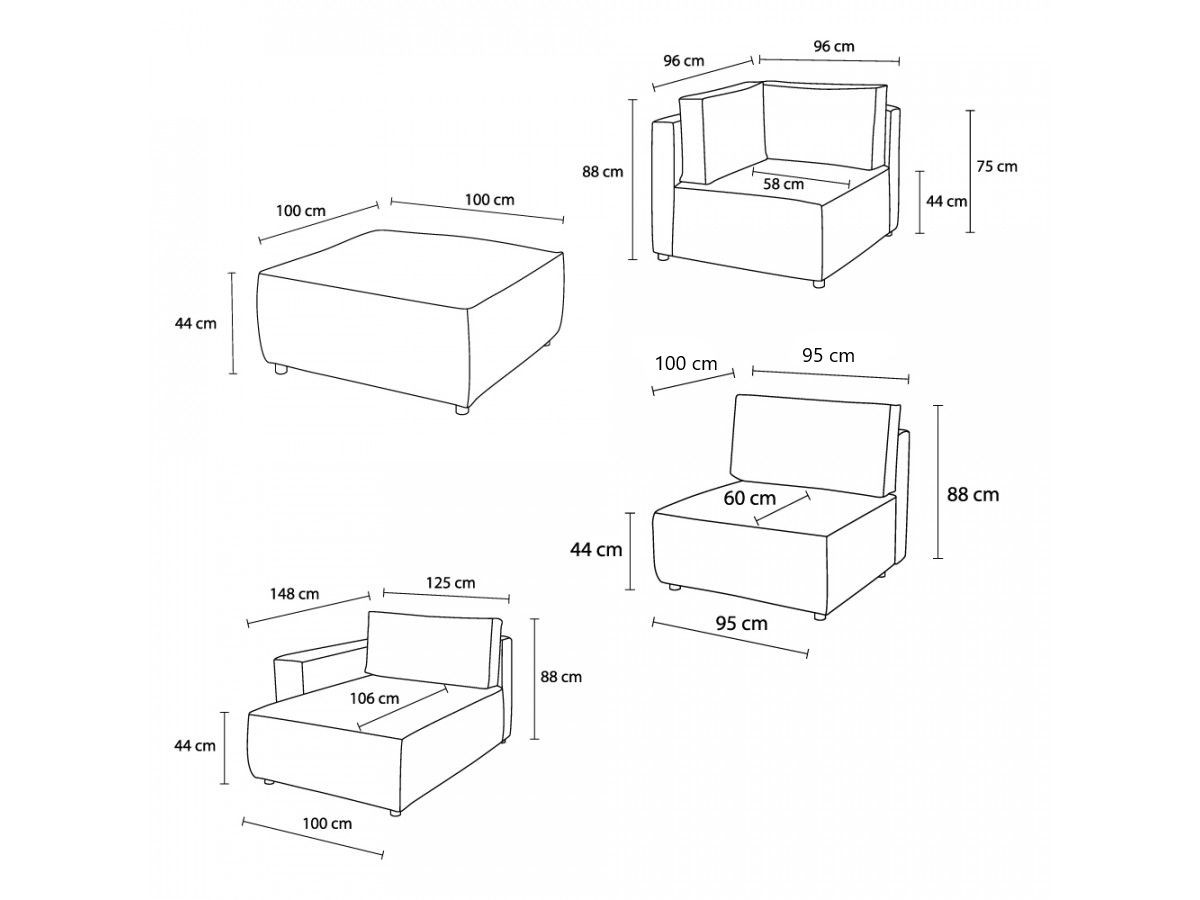 Canapé d'angle fixe EVEREST tissu chiné - Orange - Angle droit - 10 coussins