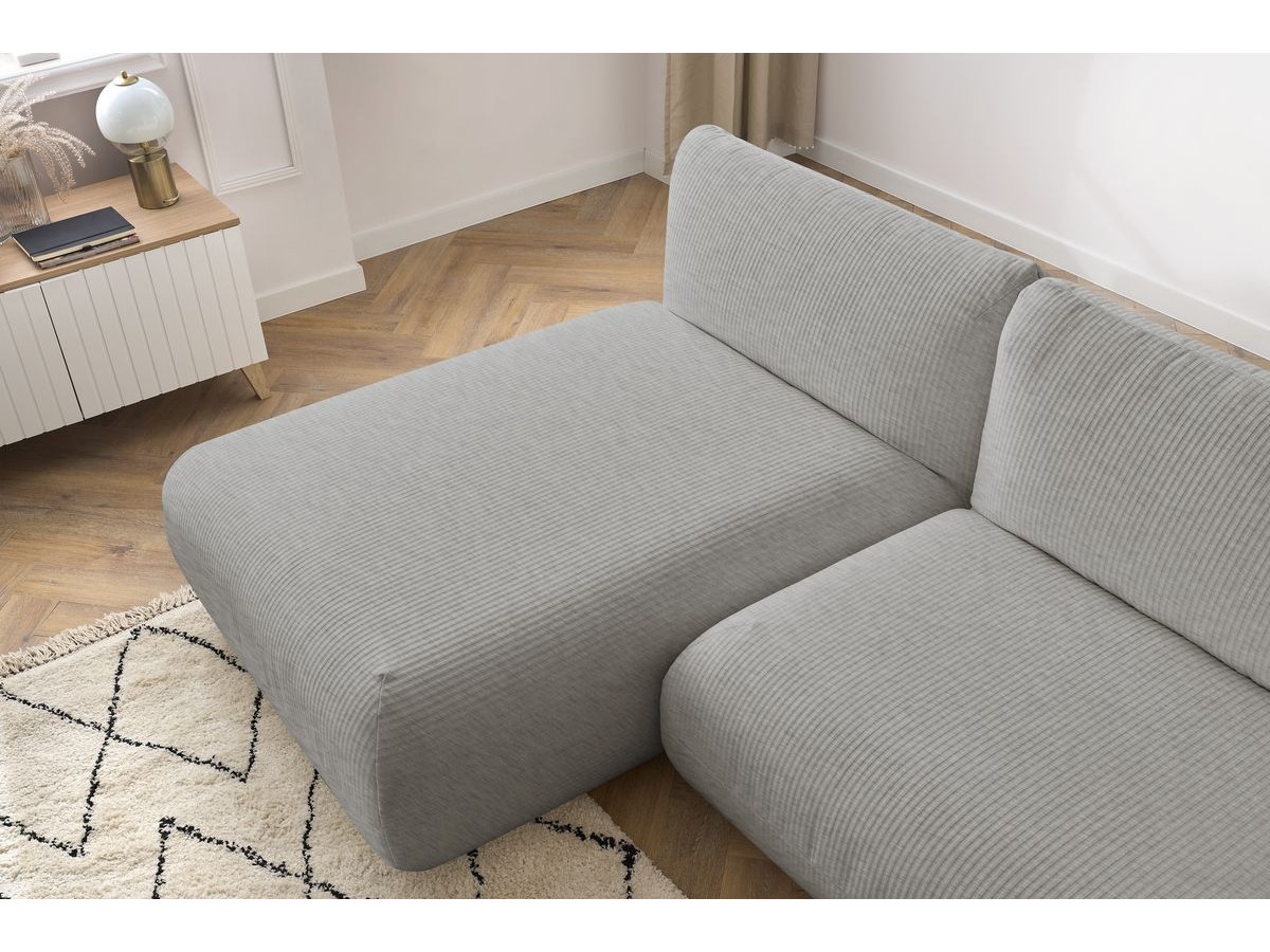Narożnik nierozkładany LECOMTE z 1 modułem z podłokietnikiem 150 cm, 1 szezlongiem bez podłokietnika i 1 małą pufą