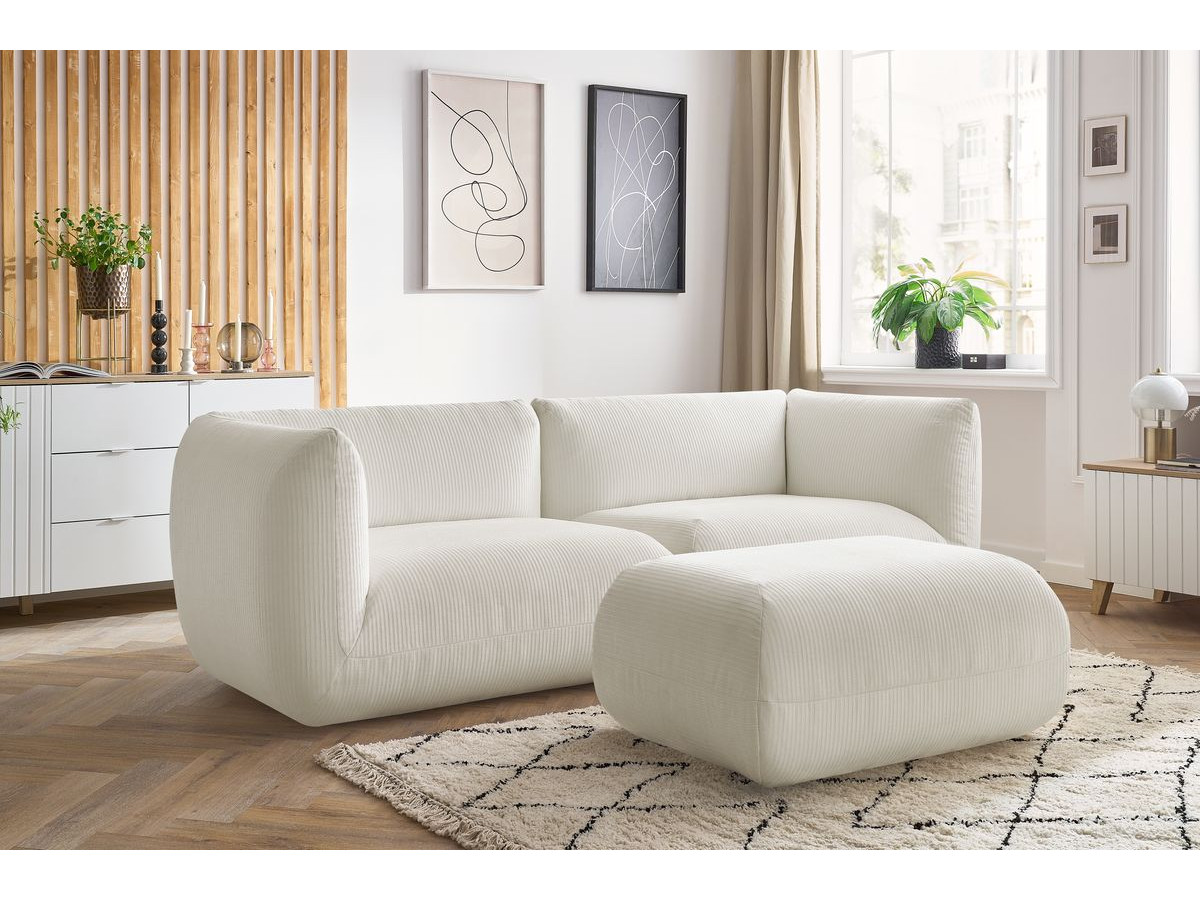 Sofa nierozkładany 4-osobowy LECOMTE z małym pufem