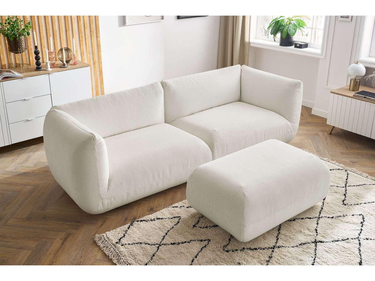 Sofa nierozkładany 4-osobowy LECOMTE z małym pufem
