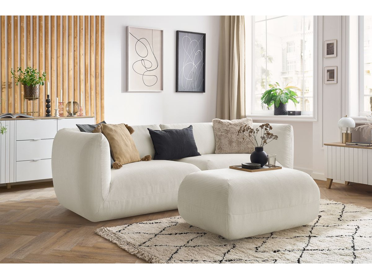 Sofa nierozkładany 4-osobowy LECOMTE z małym pufem