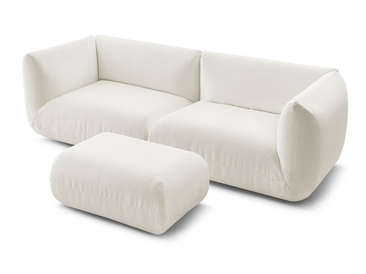 Sofa nierozkładany 4-osobowy LECOMTE z małym pufem