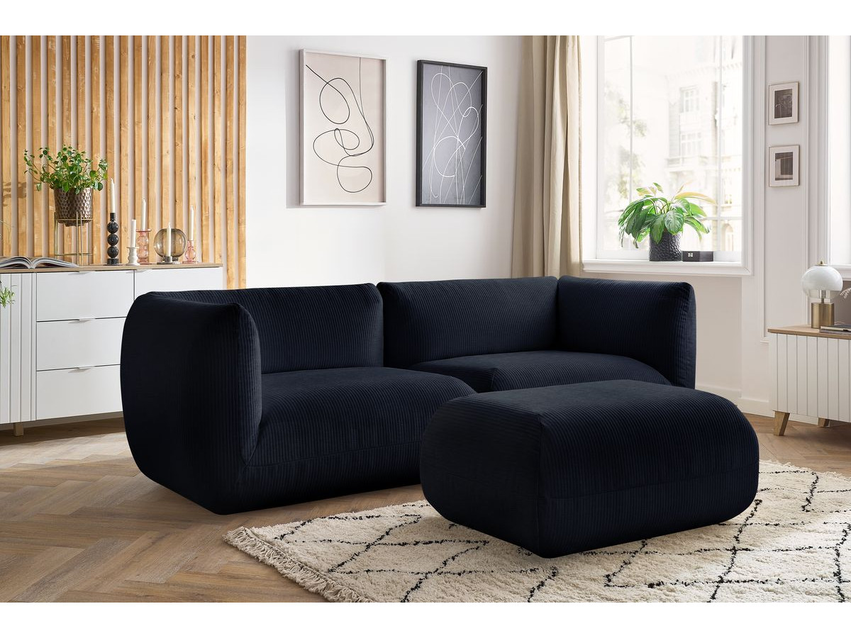 Sofa nierozkładany 4-osobowy LECOMTE z małym pufem