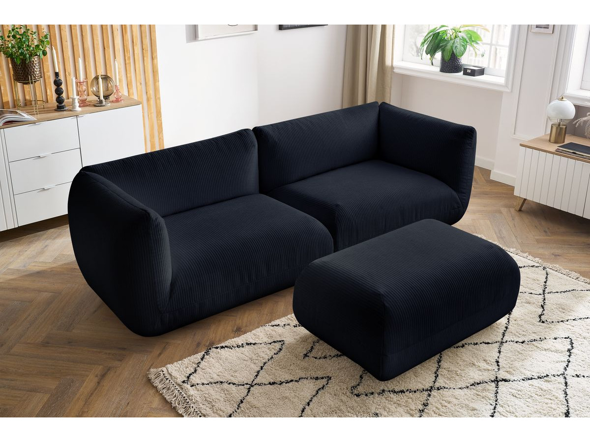 Sofa nierozkładany 4-osobowy LECOMTE z małym pufem
