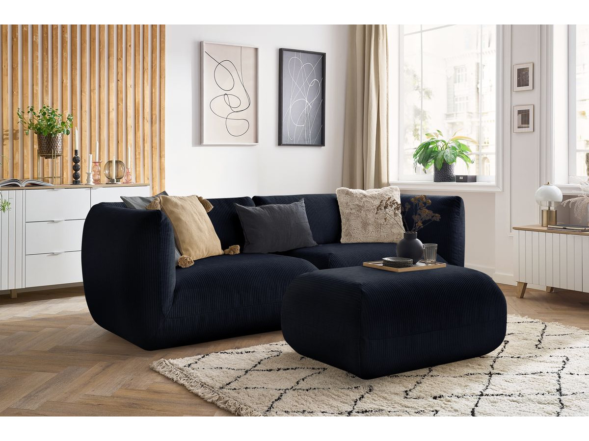 Sofa nierozkładany 4-osobowy LECOMTE z małym pufem
