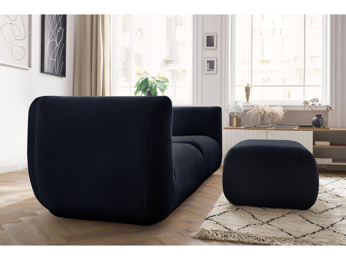 Sofa nierozkładany 4-osobowy LECOMTE z małym pufem