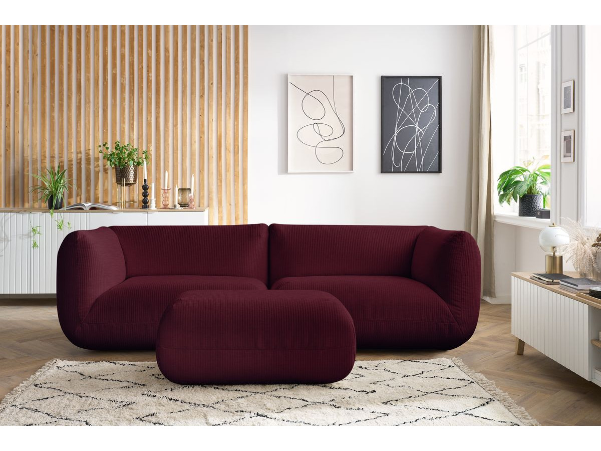Sofa nierozkładany 4-osobowy LECOMTE z małym pufem