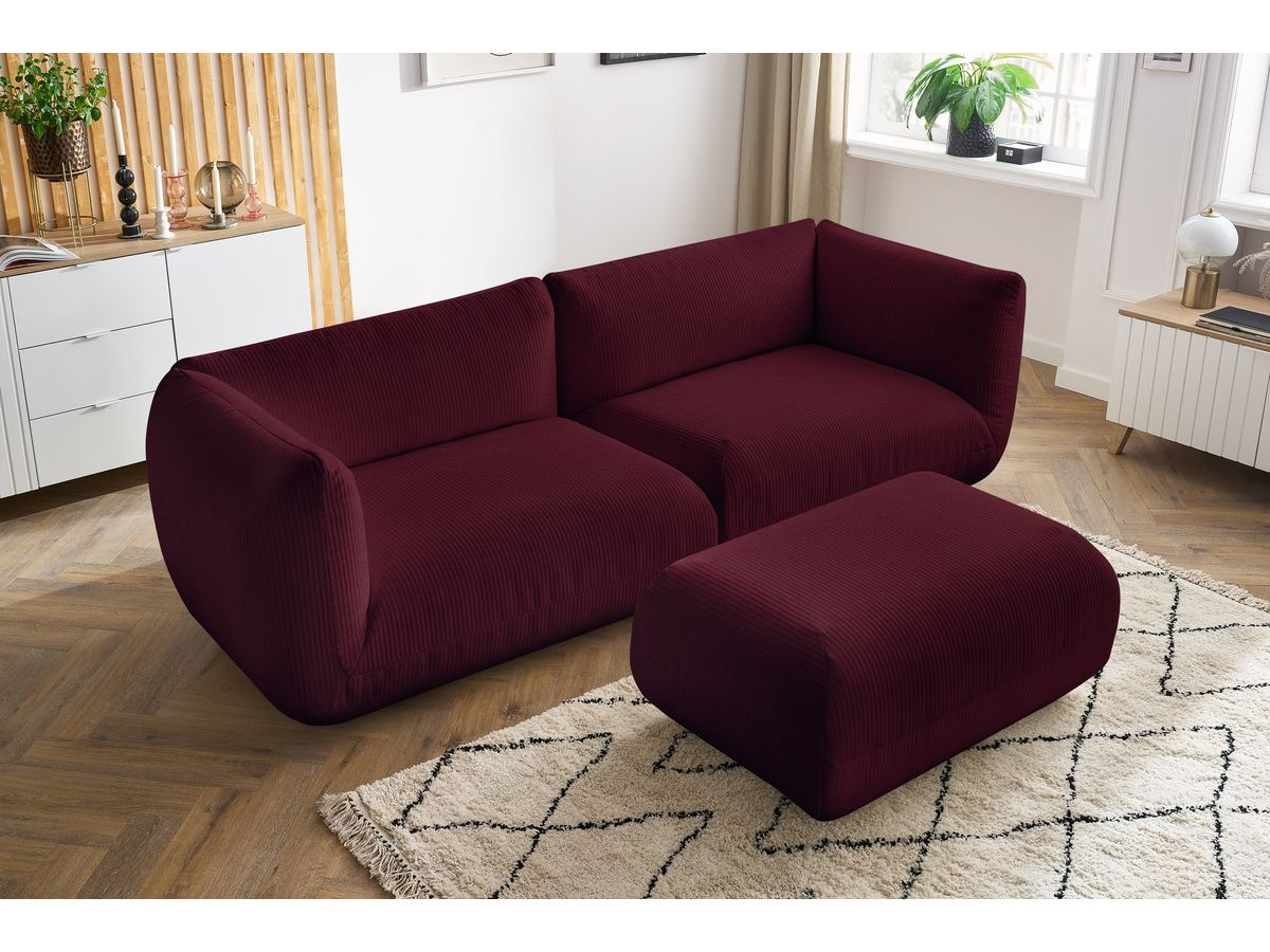 Sofa nierozkładany 4-osobowy LECOMTE z małym pufem