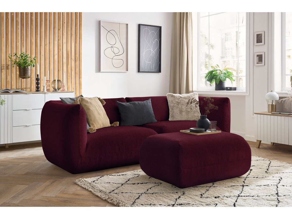 Sofa nierozkładany 4-osobowy LECOMTE z małym pufem