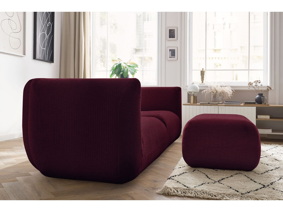 Sofa nierozkładany 4-osobowy LECOMTE z małym pufem