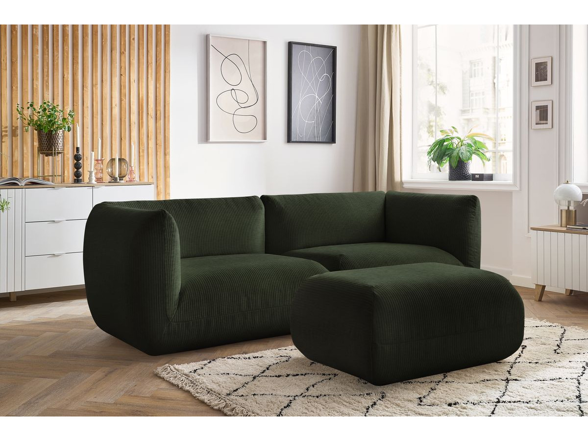 Sofa nierozkładany 4-osobowy LECOMTE z małym pufem