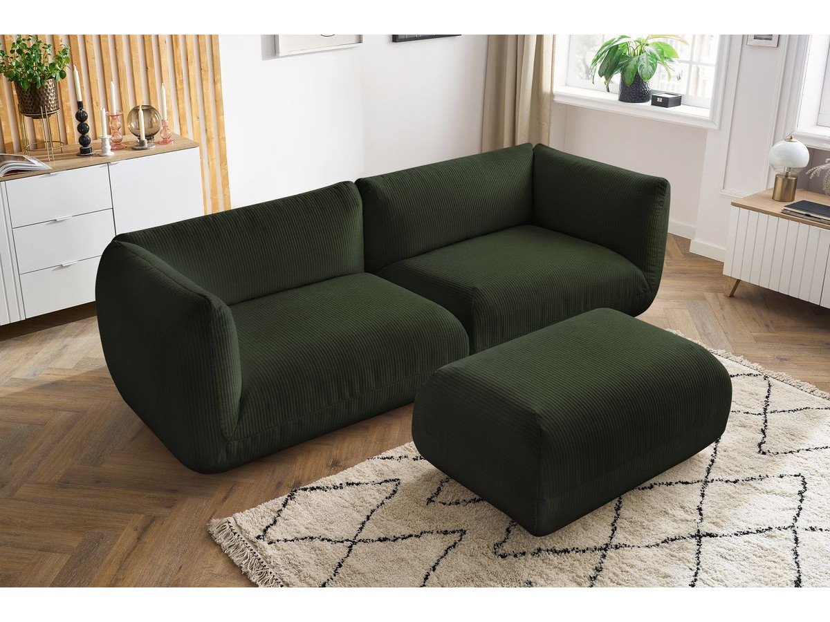 Sofa nierozkładany 4-osobowy LECOMTE z małym pufem