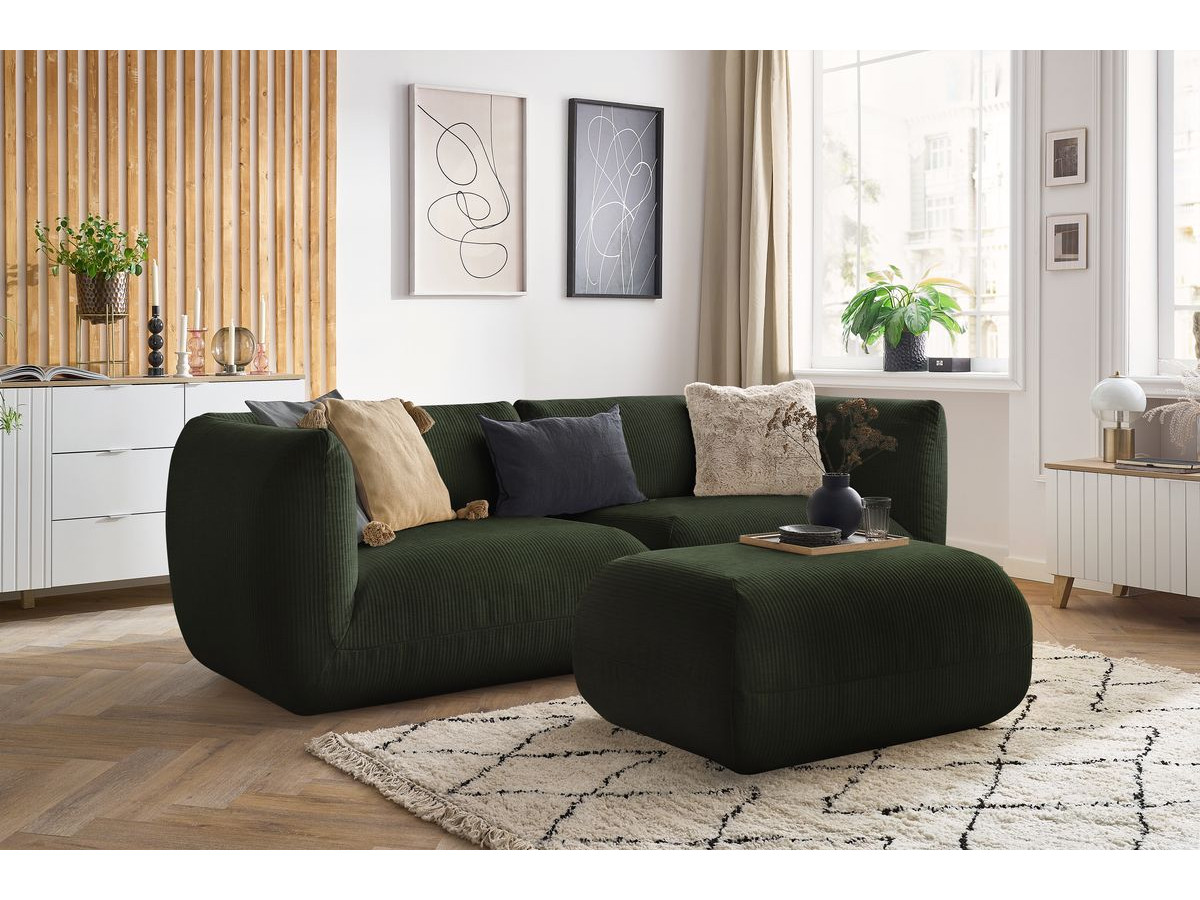 Sofa nierozkładany 4-osobowy LECOMTE z małym pufem