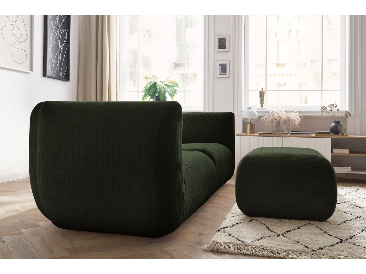 Sofa nierozkładany 4-osobowy LECOMTE z małym pufem