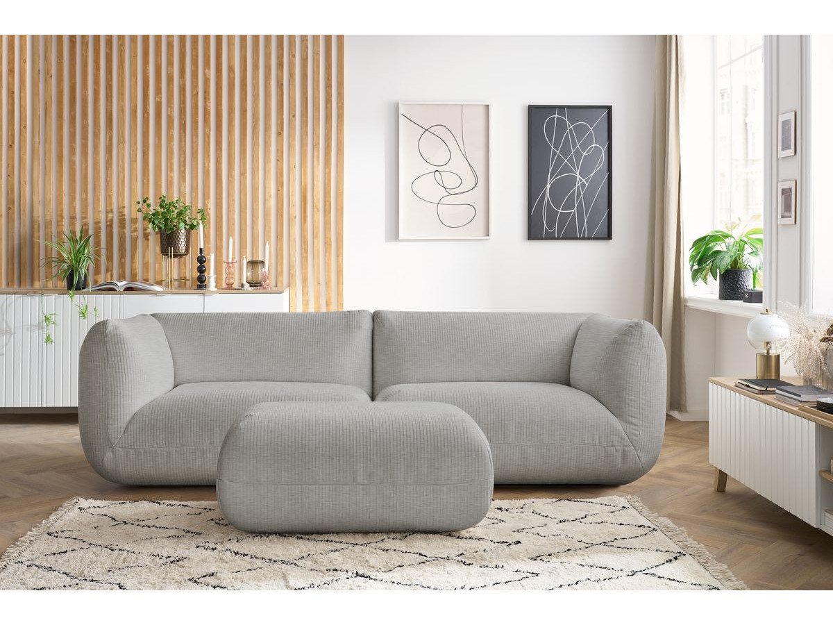 Sofa nierozkładany 4-osobowy LECOMTE z małym pufem