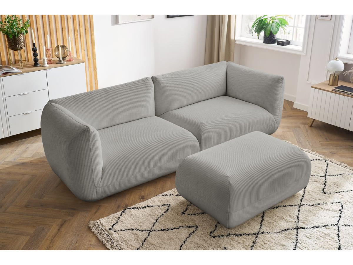 Sofa nierozkładany 4-osobowy LECOMTE z małym pufem