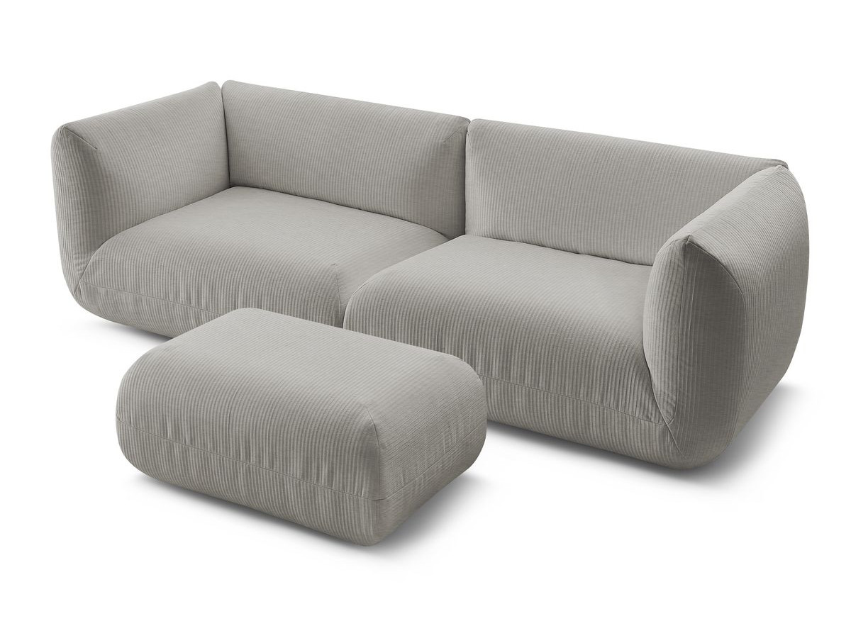 Sofa nierozkładany 4-osobowy LECOMTE z małym pufem