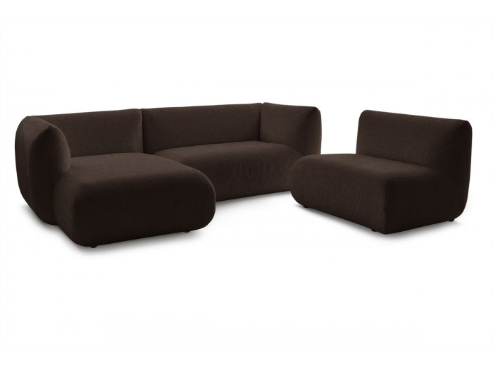 Canapé d'angle fixe modulable LECOMTE avec chauffeuse