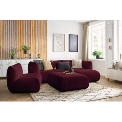 LECOMTE modułowa sofa narożna z 1 fotelem i 1 dużym podnóżkiem