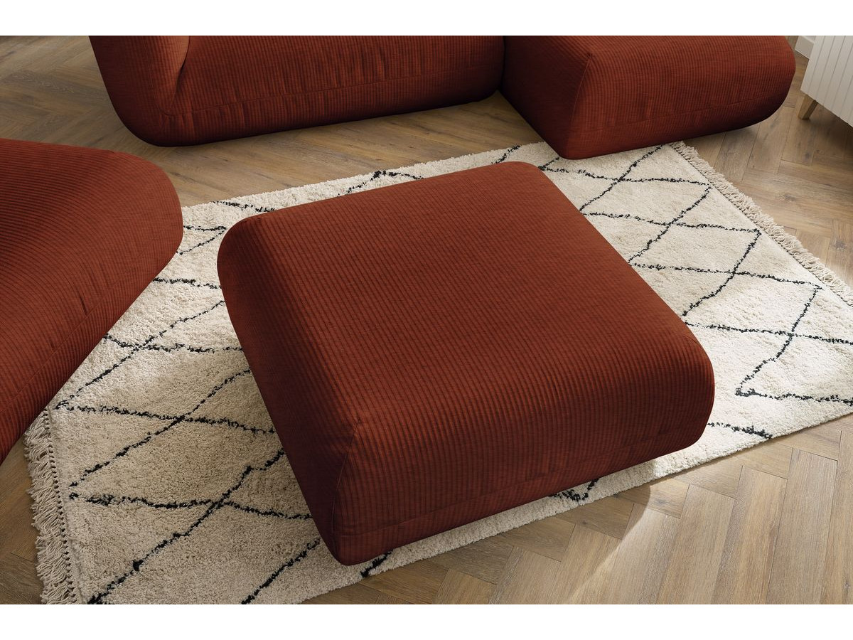 Narożnik modułowy nierozkładany LECOMTE z 1 modułem jednoosobowym i 1 dużym pufem