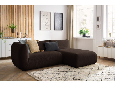 Canapé d'angle fixe LECOMTE avec 1 chauffeuse 150 cm avec accoudoir et 1 méridienne sans accoudoir