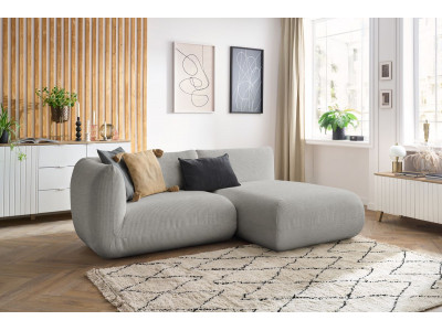 Canapé d'angle fixe LECOMTE avec 1 chauffeuse 130 cm avec accoudoir et 1 méridienne sans accoudoir
