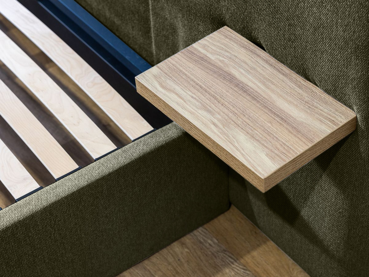 BLANDINE opbergbed in structuurstof met nachtkastjes
