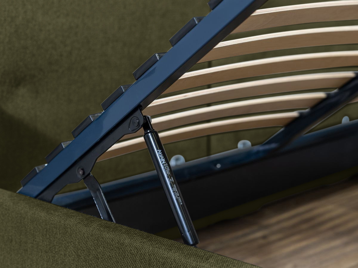 BLANDINE opbergbed in structuurstof met nachtkastjes