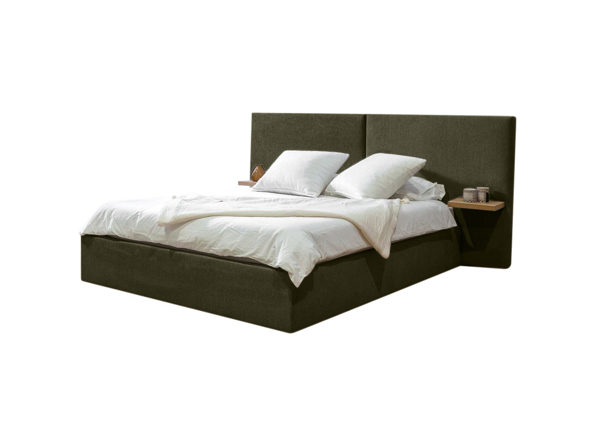 BLANDINE opbergbed in structuurstof met nachtkastjes