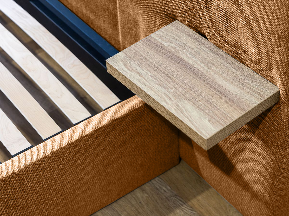 BLANDINE opbergbed in structuurstof met nachtkastjes