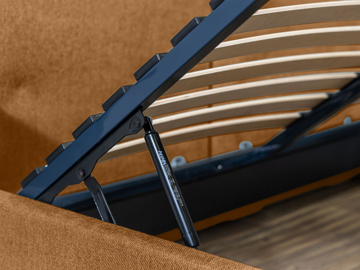 BLANDINE opbergbed in structuurstof met nachtkastjes