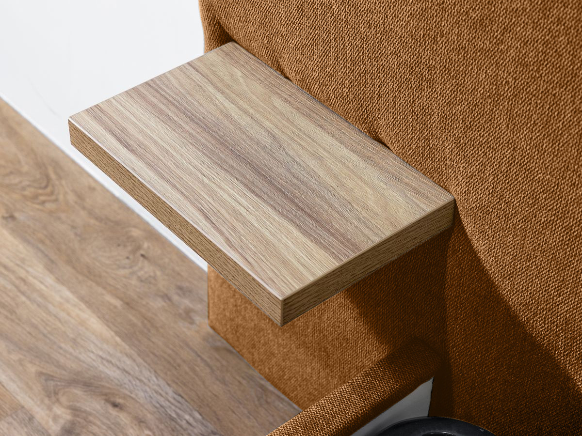 BLANDINE opbergbed in structuurstof met nachtkastjes